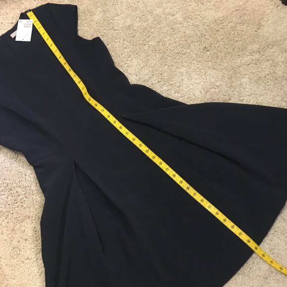 NWT H&M Dark Navy Blue Fit & Flare Pleated Cap Sleeve Dress - Picture 16 of 16